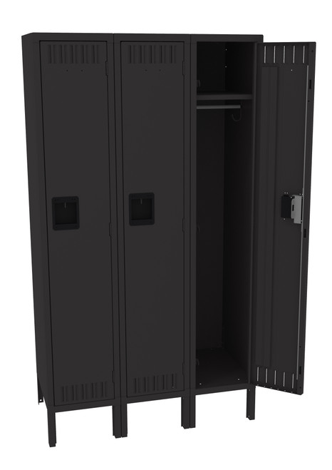 Tennsco STK-121860-3 Unassembled Steel Single Tier 3 Wide Locker with Legs 36 x 18 x 66