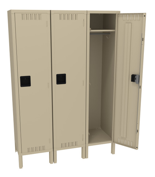Tennsco STS-151860-3 Steel Single Tier 3 Wide Locker with Legs 45x18x66 Fully Assembled