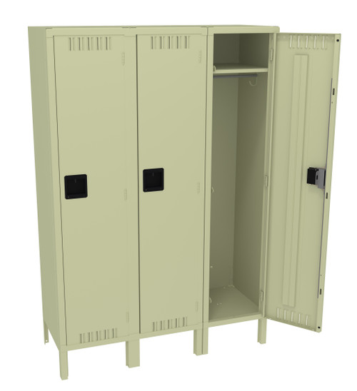 Tennsco STS-151860-3 Steel Single Tier 3 Wide Locker with Legs 45x18x66 Fully Assembled