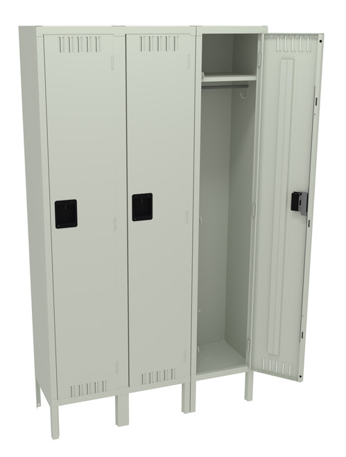 Tennsco STK-151572-3 Unassembled Steel Single Tier 3 Wide Locker with Legs 45 x 15 x 72