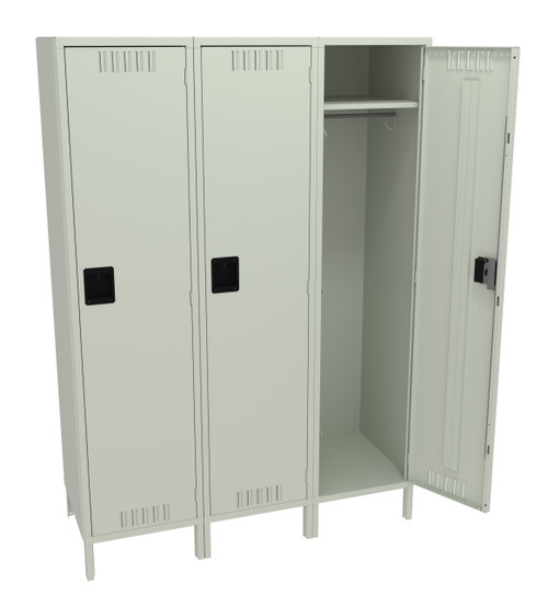Tennsco STK-182172-3 Steel Single Tier 3 Wide Locker with Legs 54x21x78 Unassembled Tennsco STK-182172-3 Steel Single Tier 3 Wide Locker with Legs 54x21x78 Unassembled