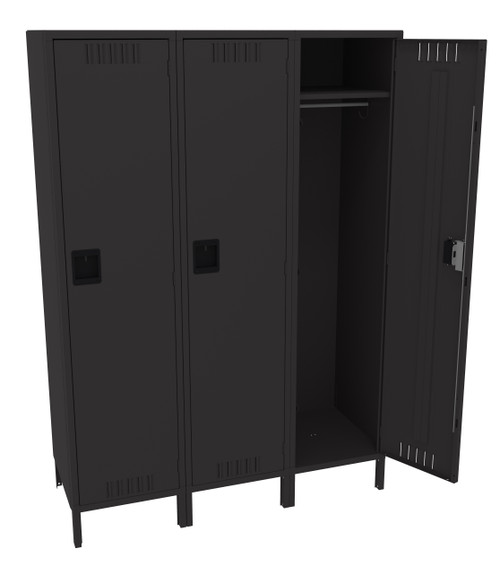 Tennsco STK-182172-3 Steel Single Tier 3 Wide Locker with Legs 54x21x78 Unassembled Tennsco STK-182172-3 Steel Single Tier 3 Wide Locker with Legs 54x21x78 Unassembled