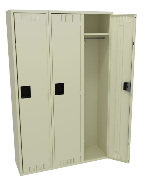 Tennsco STS-151572-C Steel Single Tier 3 Wide Locker with Legs 45x15x72 Fully Assembled