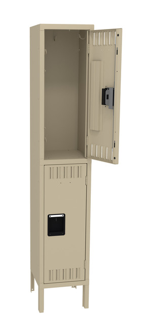 Tennsco DTK-121230-1 Unassembled Steel Double Tier Locker with Legs 12 x 12 x 66