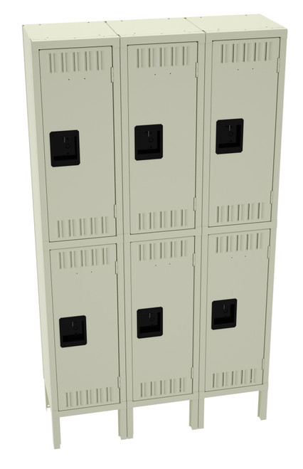 Tennsco DTK-121230-3 Unassembled Steel Double Tier 3 Wide Locker with Legs 36 x 12 x 66