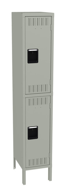 Tennsco DTK-121530-1 Unassembled Steel Double Tier Locker with Legs 12 x 15 x 66
