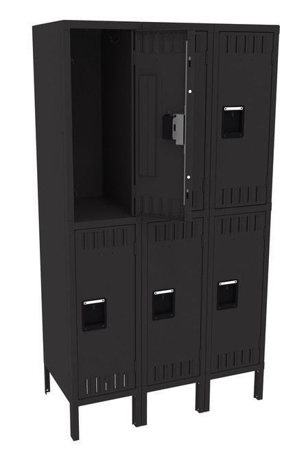 Tennsco DTK-121830-3 Unassembled Steel Double Tier 3 Wide Locker with Legs 36 x 18 x 66  Tennsco DTK-121830-3 Unassembled Steel Double Tier 3 Wide Locker with Legs 36 x 18 x 66