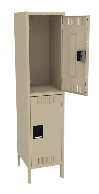 Tennsco DTK-151830-1 Unassembled Steel Double Tier Locker with Legs 15 x 18 x 66