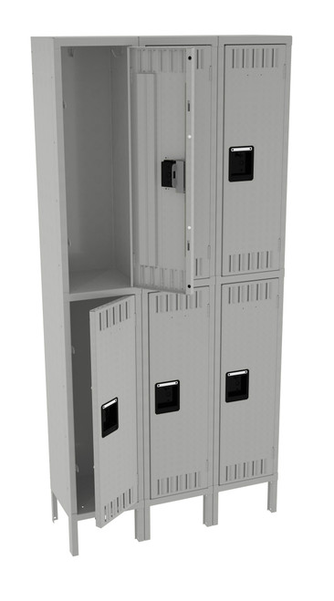 Tennsco DTK-121236-3 Unassembled Steel Double Tier 3 Wide Locker with Legs 36 x 12 x 78 