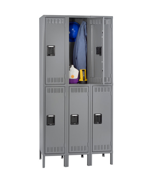 Tennsco DTK-121536-3 Unassembled Steel Double Tier 3 Wide Locker with Legs 36 x 15 x 78