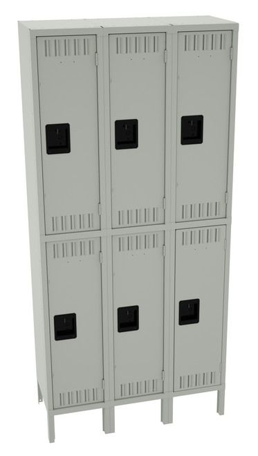 Tennsco DTK-121536-3 Unassembled Steel Double Tier 3 Wide Locker with Legs 36 x 15 x 78