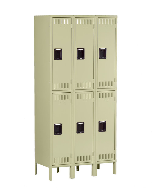 Tennsco DTK-121536-3 Unassembled Steel Double Tier 3 Wide Locker with Legs 36 x 15 x 78