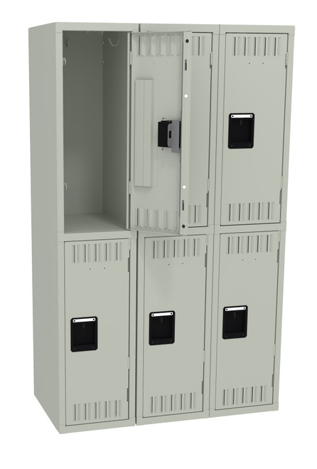 Tennsco DTK-121830-C Unassembled Steel Double Tier 3 Wide Locker without Legs 36 x 18 x 60 