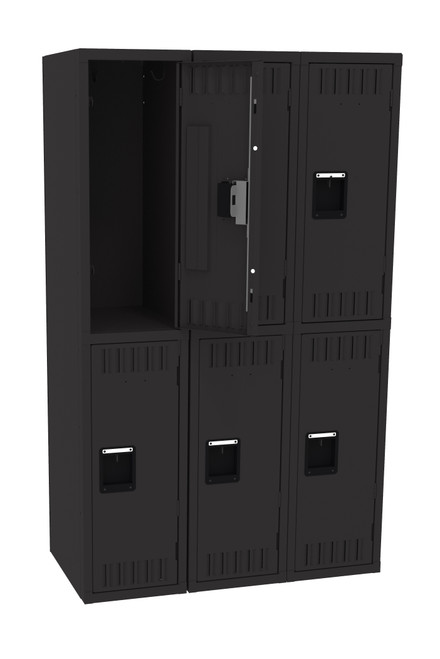 Tennsco DTK-121830-C Unassembled Steel Double Tier 3 Wide Locker without Legs 36 x 18 x 60 
