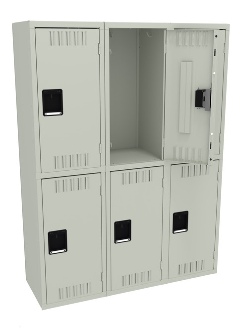 Tennsco DTK-151530-C Unassembled Steel Double Tier 3 Wide Locker without Legs 45 x 15 x 60