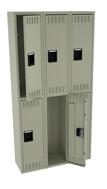 Tennsco DTK-121236-C Unassembled Steel Double Tier 3 Wide Locker without Legs 36 x 12 x 72