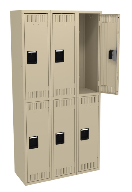 Tennsco DTK-121536-C Unassembled Steel Double Tier 3 Wide Locker without Legs 36 x 15 x 72 