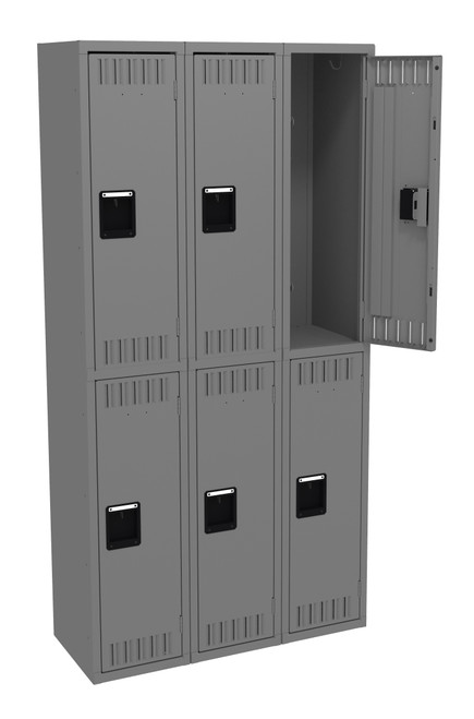 Tennsco DTK-121536-C Unassembled Steel Double Tier 3 Wide Locker without Legs 36 x 15 x 72 
