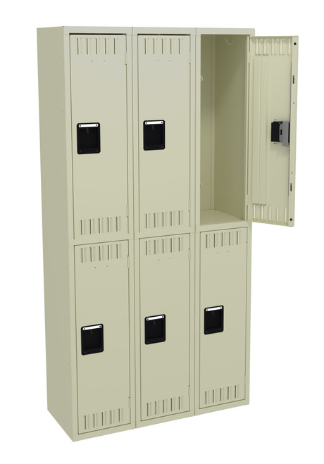 Tennsco DTK-121536-C Unassembled Steel Double Tier 3 Wide Locker without Legs 36 x 15 x 72 