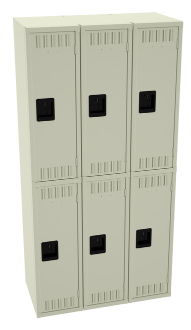 Tennsco DTK-121836-C Unassembled Steel Double Tier 3 Wide Locker without Legs 36 x 18 x 72