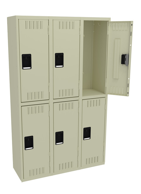 Tennsco DTK-151536-C Unassembled Steel Double Tier 3 Wide Locker without Legs 45 x 15 x 72