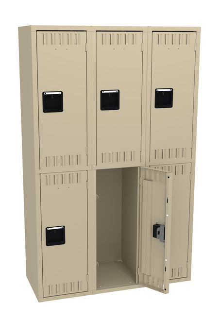 Tennsco DTK-151836-C Unassembled Steel Double Tier 3 Wide Locker without Legs 45 x 18 x 72
