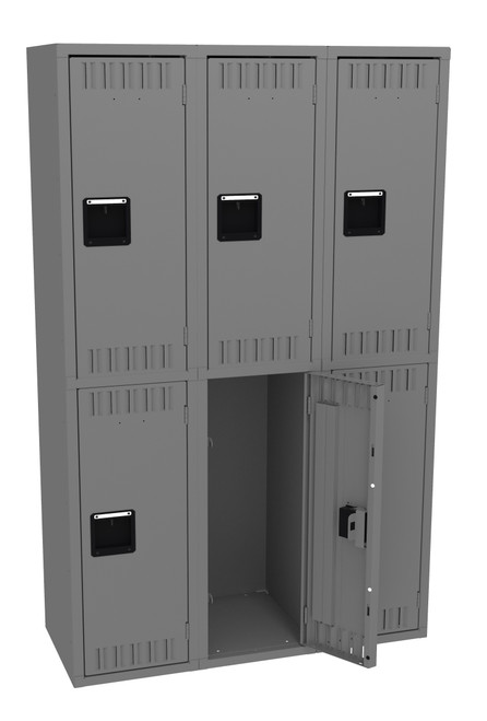 Tennsco DTK-151836-C Unassembled Steel Double Tier 3 Wide Locker without Legs 45 x 18 x 72