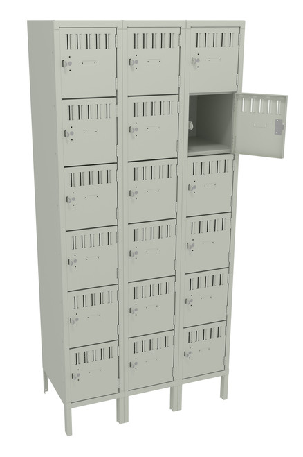 Tennsco BK6-121812-3 Unassembled Steel 6 Tier Box Lockers 3 Wide with Legs 36 x 18 x 78 Tennsco BK6-121812-3 Unassembled Steel 6 Tier Box Lockers 3 Wide with Legs 36 x 18 x 78