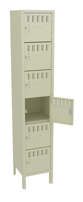 Tennsco BK6-151512-1 Unassembled Steel 6 Tier Box Lockers with Legs 15 x 15 x 78 Tennsco BK6-151512-1 Unassembled Steel 6 Tier Box Lockers with Legs 15 x 15 x 78