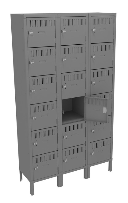 Tennsco BK6-151512-3 Unassembled Steel 6 Tier Box Lockers 3 Wide with Legs 45 x 15 x 78 Tennsco BK6-151512-3 Unassembled Steel 6 Tier Box Lockers 3 Wide with Legs 45 x 15 x 78