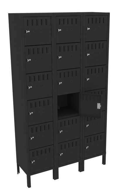 Tennsco BK6-151512-3 Unassembled Steel 6 Tier Box Lockers 3 Wide with Legs 45 x 15 x 78 Tennsco BK6-151512-3 Unassembled Steel 6 Tier Box Lockers 3 Wide with Legs 45 x 15 x 78