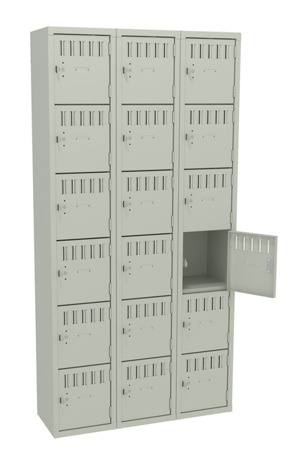 Tennsco BK6-121212-C Unassembled Steel 6 Tier Box Lockers 3 Wide without Legs 36 x 12 x 72 Tennsco BK6-121212-C Unassembled Steel 6 Tier Box Lockers 3 Wide without Legs 36 x 12 x 72
