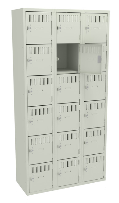 Tennsco BK6-121512-C Unassembled Steel 6 Tier Box Lockers 3 Wide without Legs 36 x 15 x 72 Tennsco BK6-121512-C Unassembled Steel 6 Tier Box Lockers 3 Wide without Legs 36 x 15 x 72