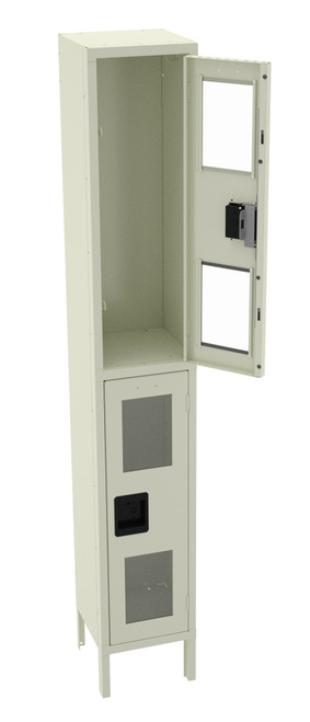 Tennsco CDL-121236-1 Steel Double Tier C Thru Locker with Legs 12x12x78  Tennsco CDL-121236-1 Steel Double Tier C Thru Locker with Legs 12x12x78