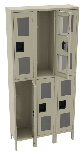 Tennsco CDL-121236-3 Steel Double Tier 3 Wide C Thru Locker with Legs 36x12x78 Tennsco CDL-121236-3 Steel Double Tier 3 Wide C Thru Locker with Legs 36x12x78