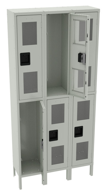 Tennsco CDL-121236-3 Steel Double Tier 3 Wide C Thru Locker with Legs 36x12x78 Tennsco CDL-121236-3 Steel Double Tier 3 Wide C Thru Locker with Legs 36x12x78