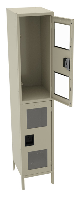 Tennsco CDL-151836-1 Steel Double Tier C Thru Locker with Legs 15x18x78  Tennsco CDL-151836-1 Steel Double Tier C Thru Locker with Legs 15x18x78