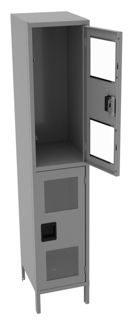 Tennsco CDL-151836-1 Steel Double Tier C Thru Locker with Legs 15x18x78  Tennsco CDL-151836-1 Steel Double Tier C Thru Locker with Legs 15x18x78