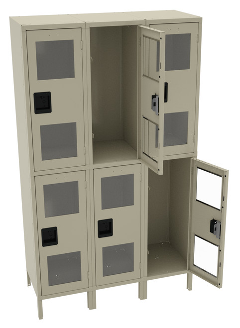Tennsco CDL-151836-3 Steel Double Tier 3 Wide C Thru Locker with Legs 45x18x78 Tennsco CDL-151836-3 Steel Double Tier 3 Wide C Thru Locker with Legs 45x18x78