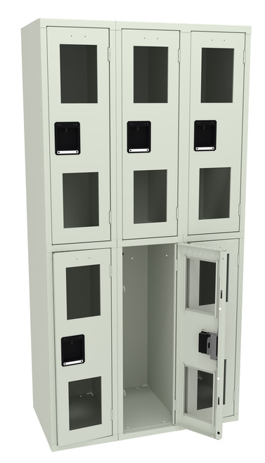 Tennsco CDL-121836-C Steel Double Tier 3 Wide C Thru Locker without Legs 36x18x72 Tennsco CDL-121836-C Steel Double Tier 3 Wide C Thru Locker without Legs 36x18x72