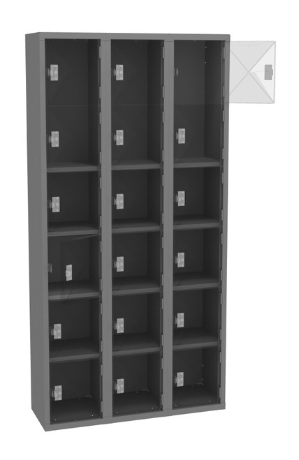 Tennsco CBL6-121212-C Steel C Thru 3 Wide Box Locker without Legs 36x12x72 Tennsco CBL6-121212-C Steel C Thru 3 Wide Box Locker without Legs 36x12x72