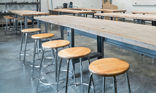 600 Series Adjustable Height Wood Seat Industrial Stool - KI 