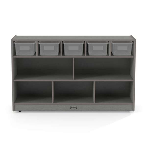 Jonti-Craft Low Combo Mobile Storage Unit - Gray / Clear Bins