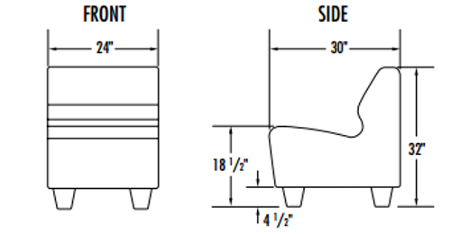 Norix Furniture HN820/HN860 Hondo Nuevo Armless 24 Inch Chair with Molded Wood Grain Legs Norix Furniture HN820/HN860 Hondo Nuevo Armless 24 Inch Chair with Molded Wood Grain Legs