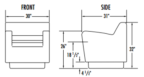 Norix Furniture HN800/HN850 Hondo Nuevo Arm 30 Inch Chair with Molded Plinth Base Norix Furniture HN800/HN850 Hondo Nuevo Arm 30 Inch Chair with Molded Plinth Base