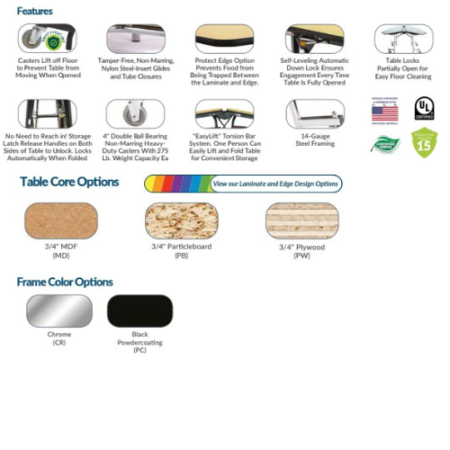 Mobile Round Folding Table - NPS MT **Features** Mobile Round Folding Table - NPS MT **Features**