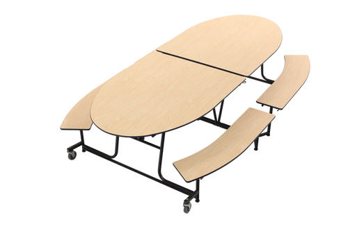 AmTab Elliptical Mobile Bench Cafeteria Table AmTab Elliptical Mobile Bench Cafeteria Table
