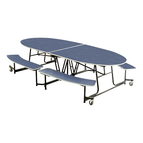 Elliptical Mobile Bench Cafeteria Table - AmTab MBE10