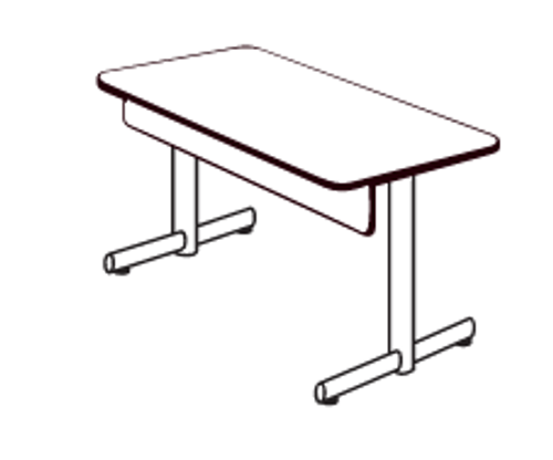 P156ST/M Portico Rectangular T Base Fixed Folding Leg Table with Modesty Panel 18 x 72