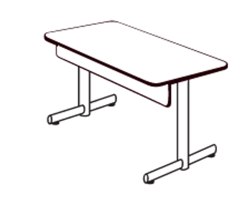 P28ST/Q Portico Rectangular T Base Fixed Folding Leg Table with Quick Release Modesty Panel 24 x 96